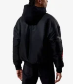 Pacsun Hooded Satin Bomber Black Jacket