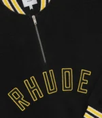 Rhude Quarter-Zip Varsity Pullover Black & Yellow Jacket