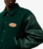 Stussy Script Oval Green Varsity Jacket For Unisex