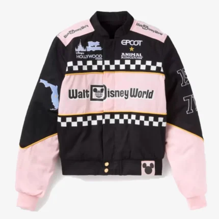 Walt Disney World Bomber Racing Jacket Pink and Black For Unisex