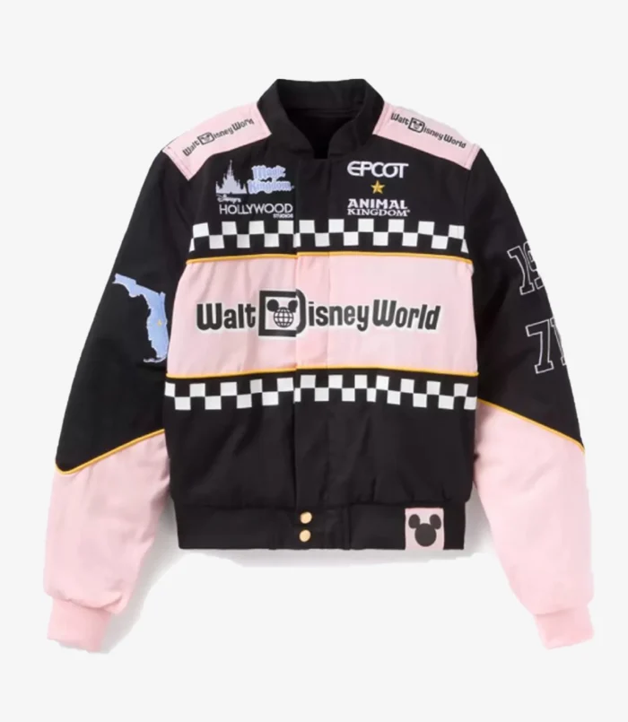 Walt Disney World Bomber Racing Jacket Pink and Black For Unisex