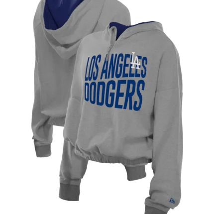 Los Angeles Dodgers New Era Grey Crop Hoodie
