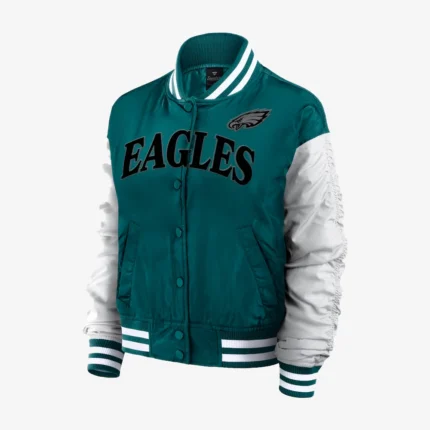 Philadelphia Eagles Satin Varsity Jacket For Women's