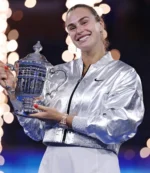 Womens 2025 US Open Aryna Sabalenka Nike Silver Crop Jacket