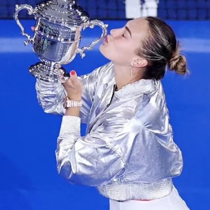 2025 US Open Aryna Sabalenka Nike Silver Crop Jacket
