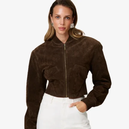 Womens Adoore Brown Suede Bomber Jacket Brixen Cropped Jacket