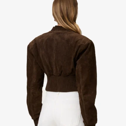 Adoore Brown Suede Bomber Jacket Brixen Cropped Jacket