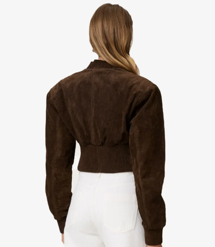 Adoore Brown Suede Bomber Jacket Brixen Cropped Jacket