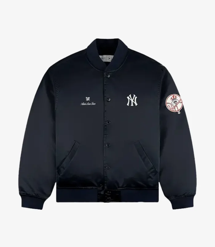 Unisex Aimé Leon Dore x New York Yankees Navy Satin Varsity Jacket
