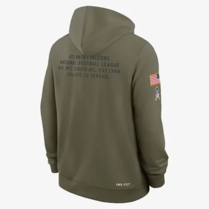 Unisex Atlanta Falcons Nike Olive Green 2025 Salute to Service Sideline Hoodie