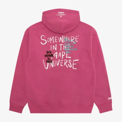 Unisex Bape x AAPEUNVS Moonface Fleece Pink Hoodie