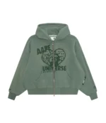 Bape x AAPEUNVS Zip Up Khaki Fleece Hoodie For Unisex