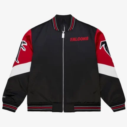 Black Atlanta Falcons Throwback Vintage Heavyweight Satin Full-Zip Jacket For Unisex