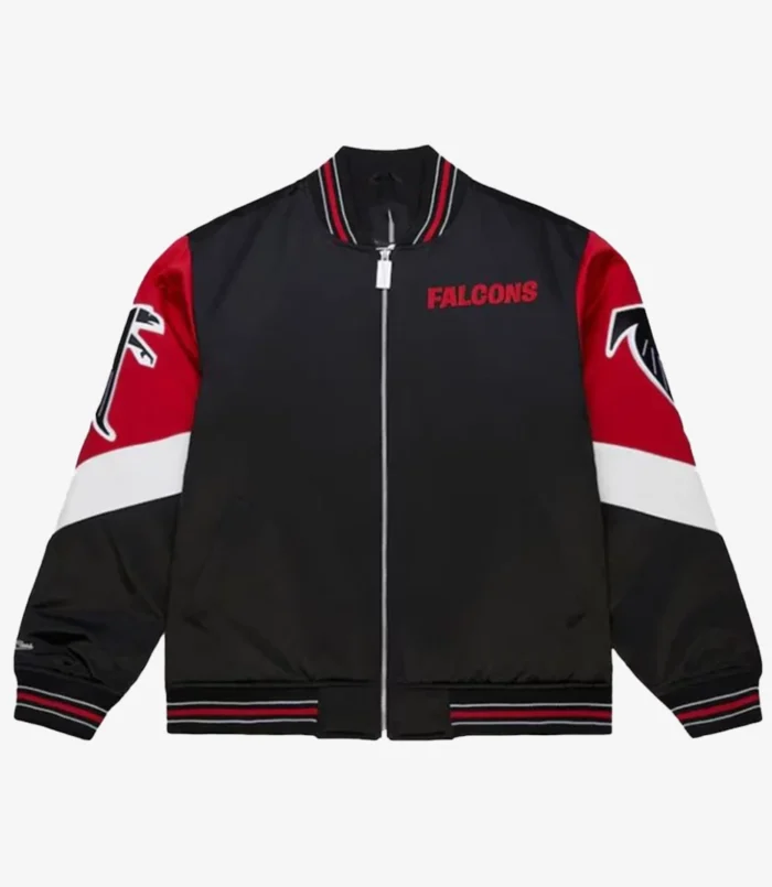 Black Atlanta Falcons Throwback Vintage Heavyweight Satin Full-Zip Jacket For Unisex