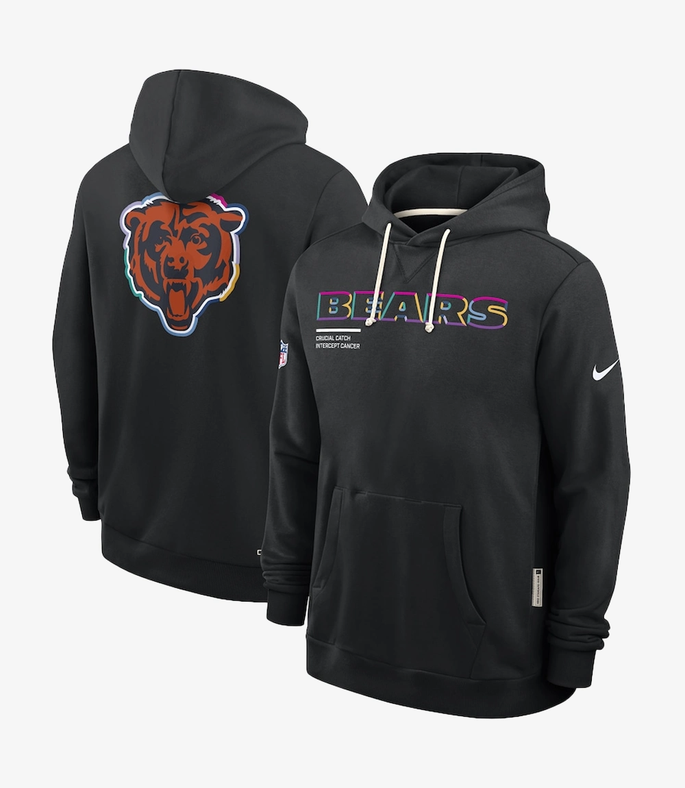 Chicago Bears Nike Black 2025 NFL Crucial Catch Sideline Standard Issue Dri-FIT Hoodie Unisex Chicago Bears Nike Black 2025 NFL Crucial Catch Sideline Standard Issue Dri-FIT Hoodie