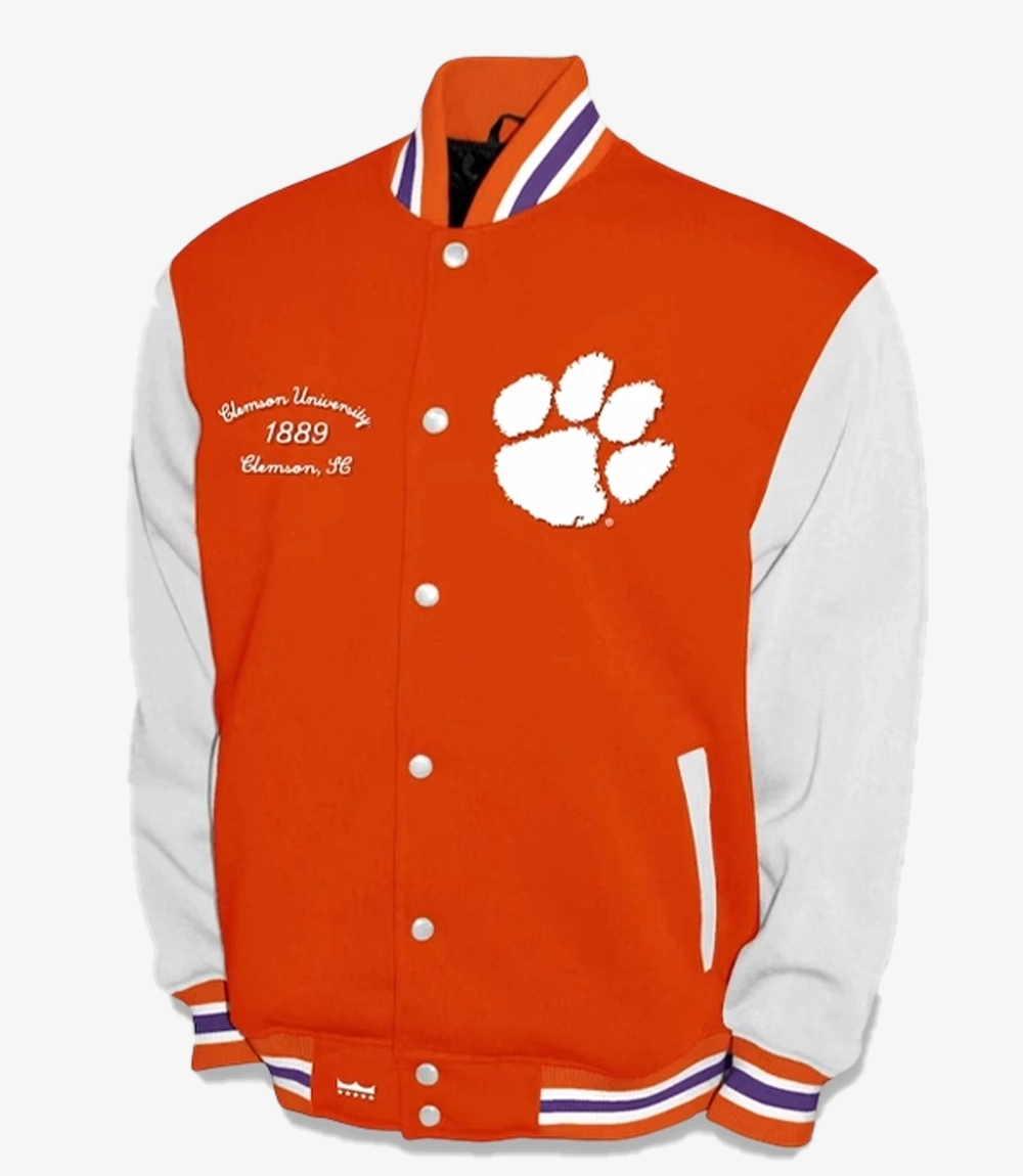 Clemson Tigers Franchise Club Varsity Full-Snap Orange Jacket Clemson Tigers Franchise Club Varsity Full-Snap Orange Jacket For Unisex