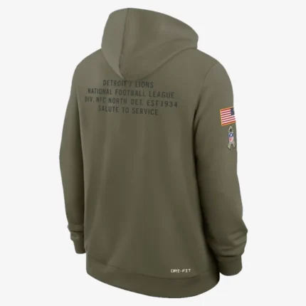 Unisex Detroit Lions Nike Olive Green 2025 Salute to Service Sideline Hoodie