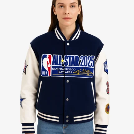 Golden State Warriors 2025 All Star Blue Wool Varsity Jacket For Unisex