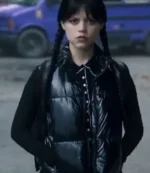 Jenna Ortega TV Series Wednesday 2025 Goody Addams Black Quilted Puffer Vest For Unisex