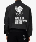 Lacoste Olympic Heritage Seoul 1988 Black Bomber Jacket For Unisex