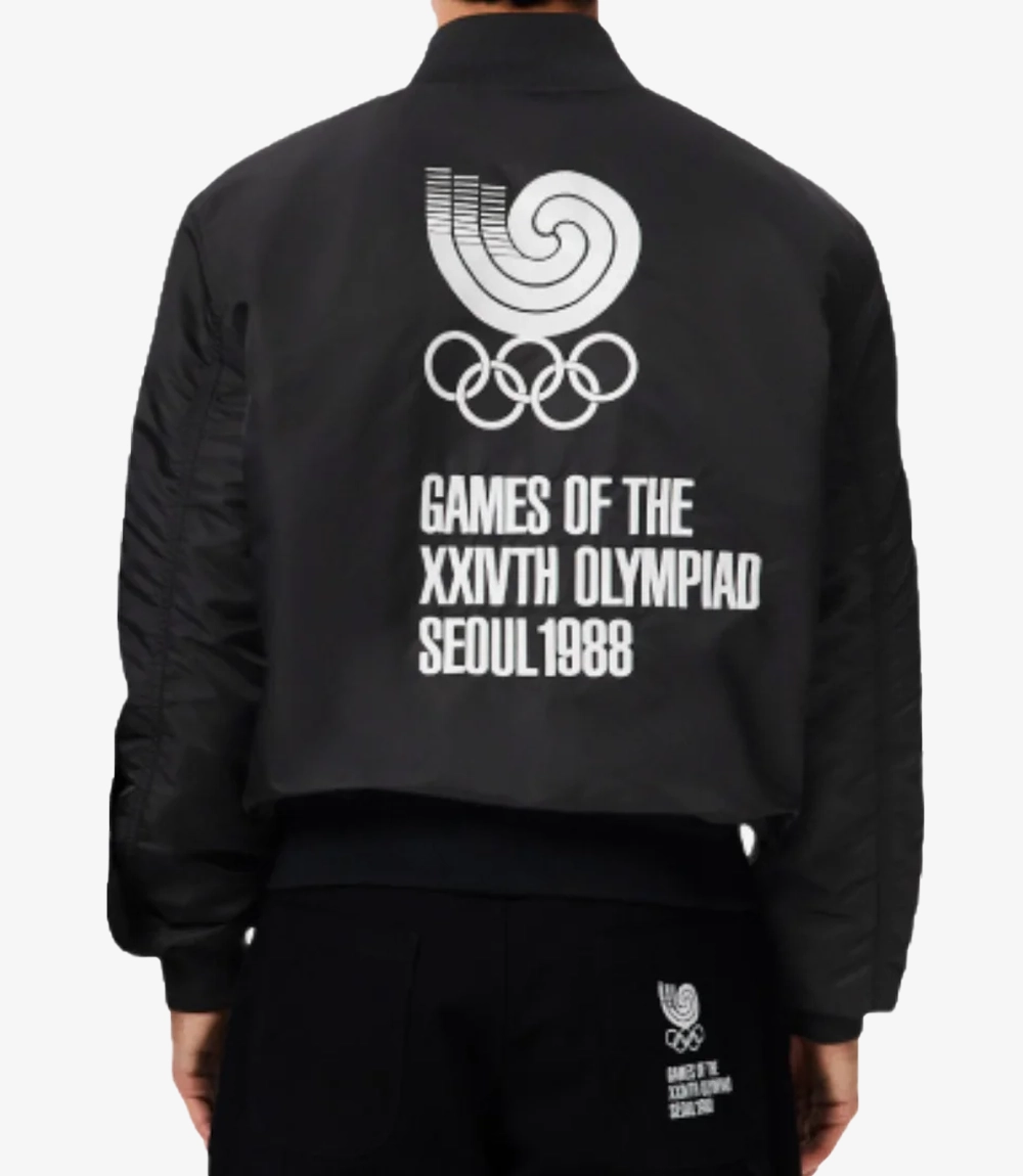 Lacoste Olympic Heritage Seoul 1988 Black Bomber Jacket Lacoste Olympic Heritage Seoul 1988 Black Bomber Jacket For Unisex