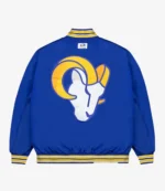 Los Angeles Rams GOLF WANG Satin Full-Snap Royal Bomber Jacket
