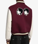 Unisex Louis Vuitton Burgundy and White Epi Leather Varsity Jacket