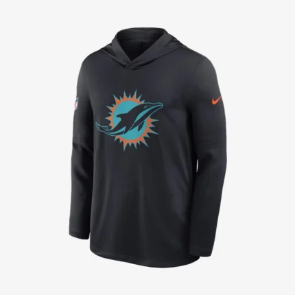 Miami Dolphins Nike Black 2025 Rivalries Long Sleeve Dri-Fit Hoodie T-Shirt
