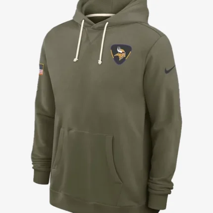 Unisex Minnesota Vikings Nike Olive Green 2025 Salute to Service Sideline Standard Issue Dri-FIT Hoodie