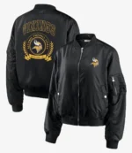 Unisex Minnesota Vikings Zip-up Black Bomber Jacket