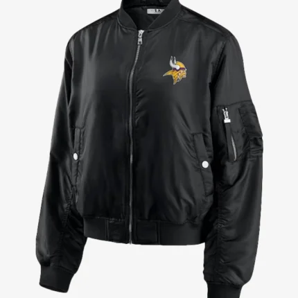 Minnesota Vikings Zip-up Black Bomber Jacket
