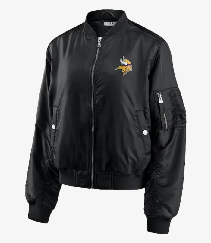 Minnesota Vikings Zip-up Black Bomber Jacket