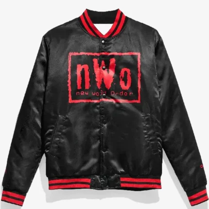 NWO New World Order Black Satin Bomber Jacket For Unisex