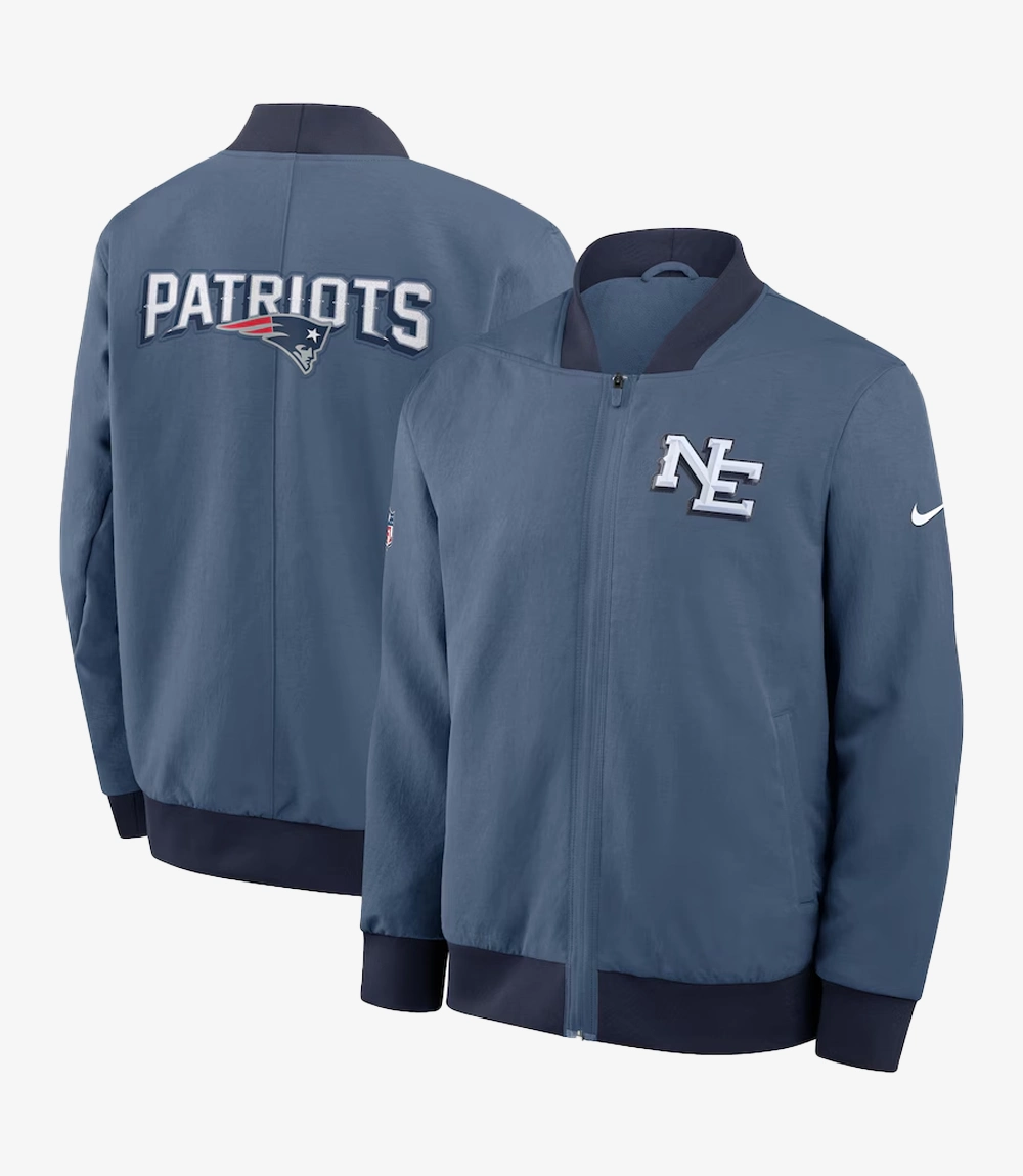 New England Patriots Nike 2025 Rivalries Collection Sideline Full-Zip Bomber Jacket New England Patriots Nike 2025 Rivalries Collection Sideline Full-Zip Bomber Jacket For Unisex