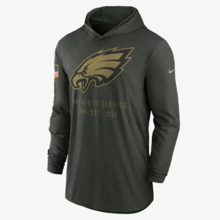 Unisex Nike Forest Green Philadelphia Eagles 2025 Salute to Service Sideline Dri-FIT Hoodie T-Shirt