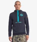 Nike Pitch Blue Miami Dolphins 2025 Rivalries Collection Sideline Anorak Half-Zip Hoodie Jacket For Unisex
