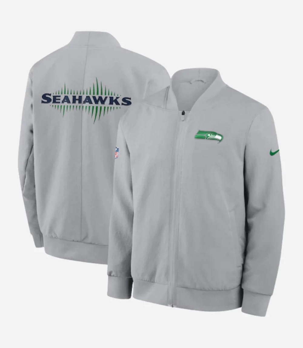 Nike Seattle Seahawks Gray 2025 Rivalries Collection Sideline Full-Zip Bomber Jacket Unisex Nike Seattle Seahawks Gray 2025 Rivalries Collection Sideline Full-Zip Bomber Jacket