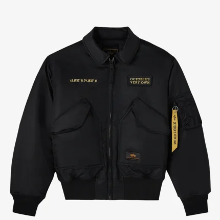 OVO Alpha Industries Black Bomber Jacket For Unisex