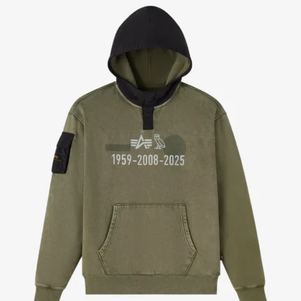 OVO Alpha Industries Garment Dyed Hoodie For Unisex