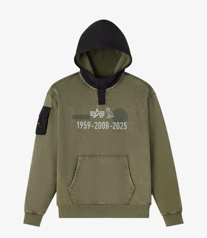 OVO Alpha Industries Garment Dyed Hoodie For Unisex