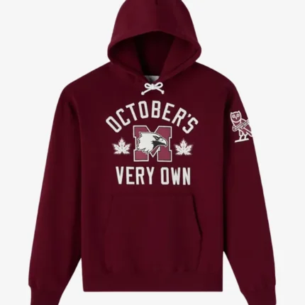 OVO McMaster University Burgundy Pullover Hoodie For Unisex