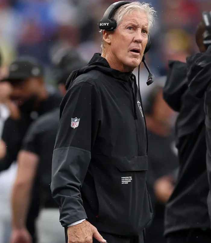 Pete Carroll Las Vegas Raiders Half-Zip Black Anorak Jacket