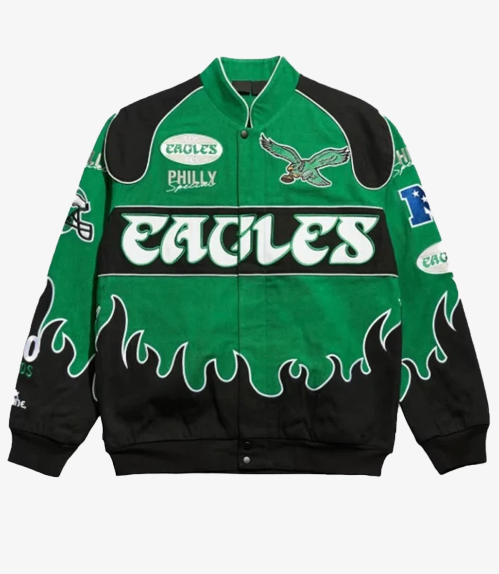 Philadelphia Eagles Kelly Green Premium Racing Jacket Philadelphia Eagles Kelly Green Premium Racing Jacket For Unisex