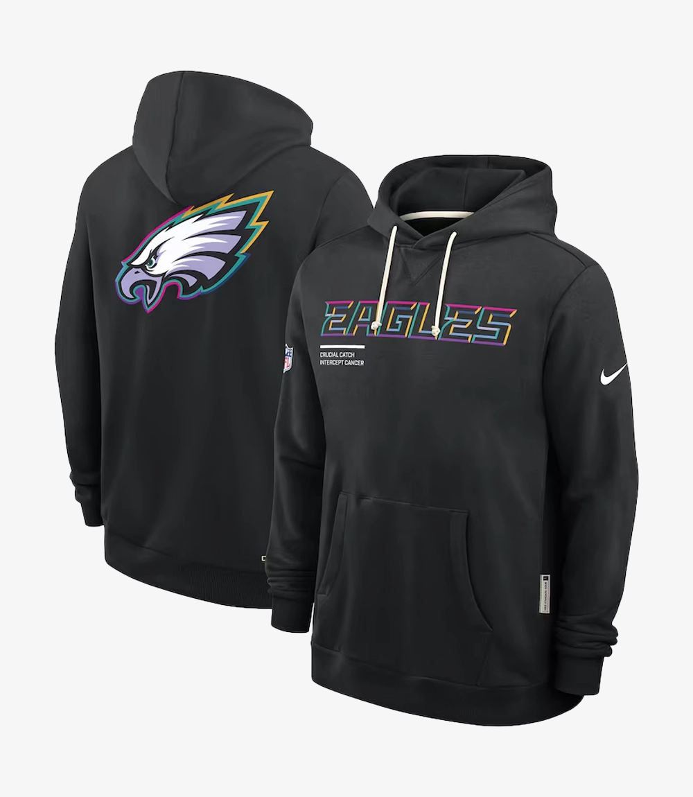 Philadelphia Eagles Nike Black 2025 NFL Crucial Catch Sideline Standard Issue Dri-FIT Hoodie Unisex Philadelphia Eagles Nike Black 2025 NFL Crucial Catch Sideline Standard Issue Dri-FIT Hoodie