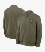 Philadelphia Eagles Nike Olive Green 2025 Salute to Service Sideline Full-Zip Bomber Jacket For Unisex