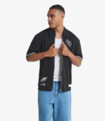 Philadelphia Eagles Off Season Black Heavy Jersey Zip-Up T-Shirt