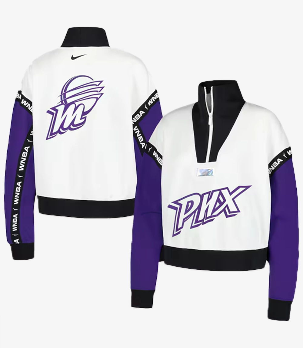 Phoenix Mercury Nike Buzzer Beaters Satin Stitch Quarter-Zip Pullover Jacket Unisex Phoenix Mercury Nike Buzzer Beaters Satin Stitch Quarter-Zip Pullover Jacket