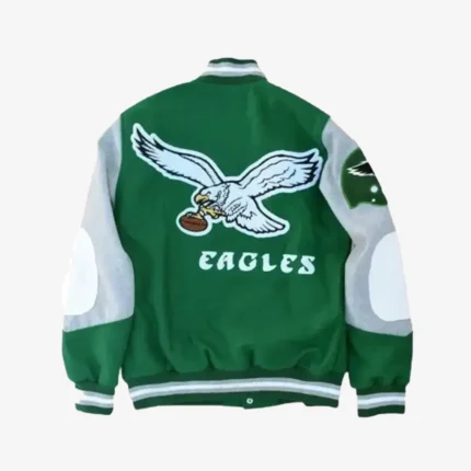 Womens Princess Diana Eagles Green Wool Varsity Jacket