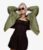 Princess Polly Green Faux Leather Jacket For Unisex