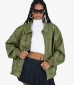 Unisex Princess Polly Green Faux Leather Jacket